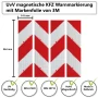 UvV Kfz-Warnmarkierung Magnet Set: 4 rote/weiße Folien und Baustellenschild für Fahrzeuge.